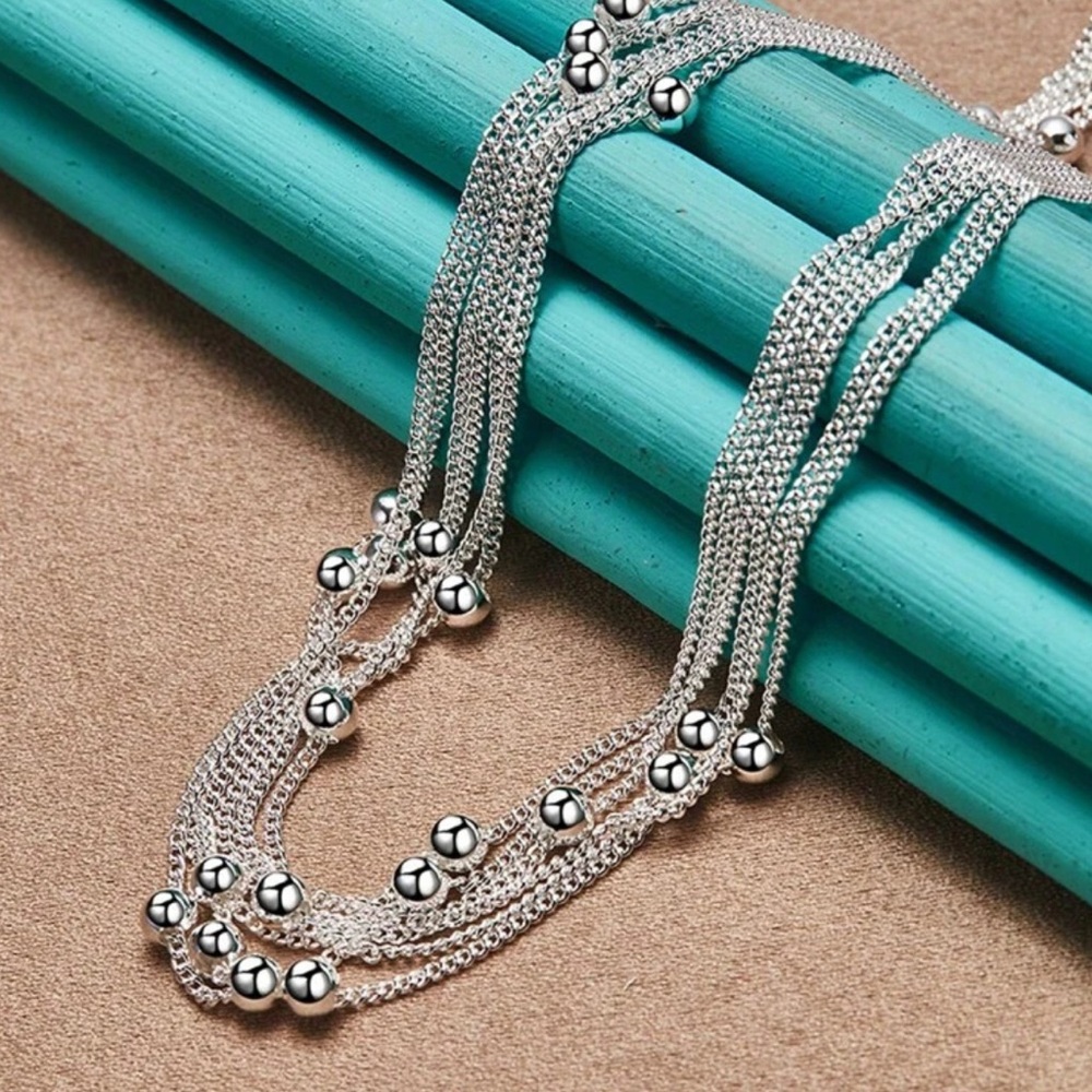 Silver Plated Multi-Strand Necklace - Picture 2 of 4